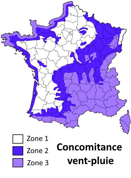 Carte de concomitance vent-pluie