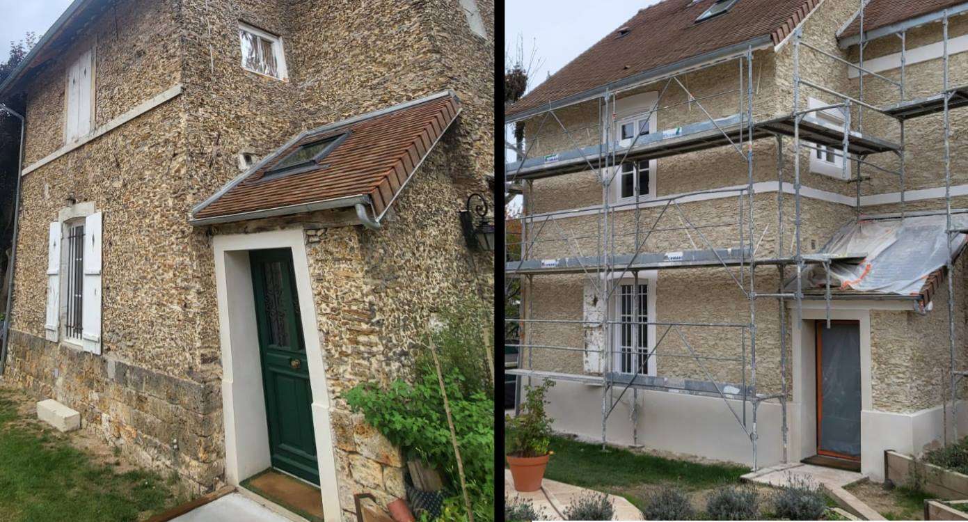 Aérogommage d'une façade en pierre