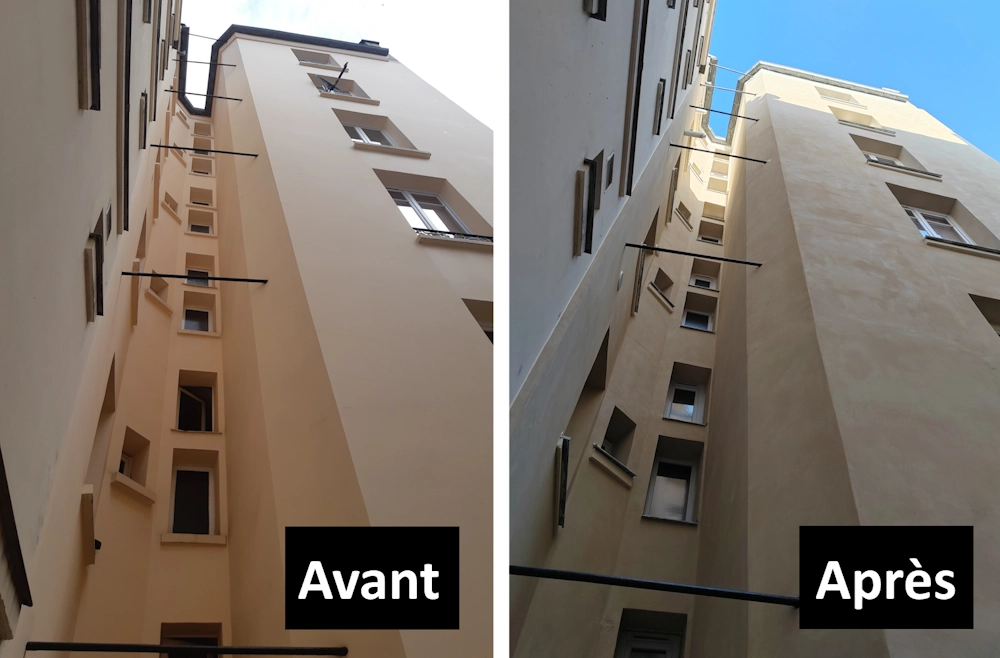 Applications et prix d'un enduit chaux liège extérieur Enduit isolant chaux liège avant/après