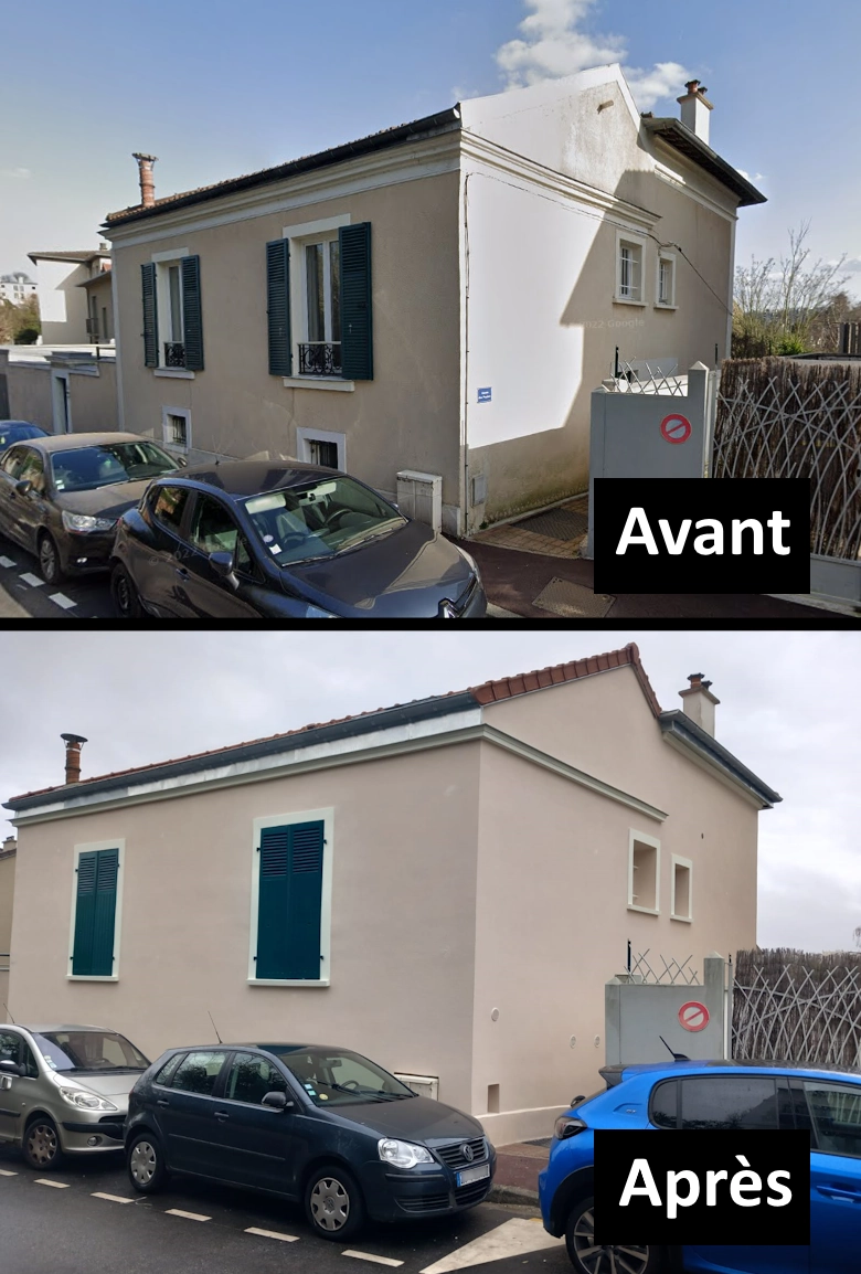 Isolation thermique exterieure ville davray avant apres