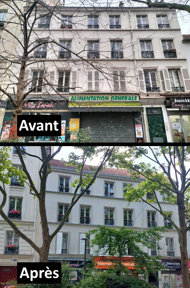 Ravalement d'un immeuble à Paris 19e (75019) Ravalement à Paris 19e avant après
