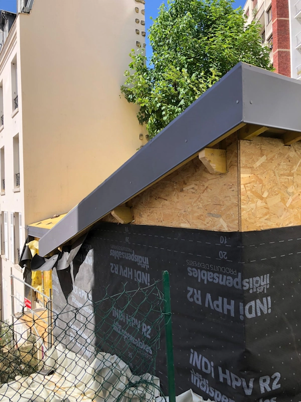 Detail zinguerie surelevation paris