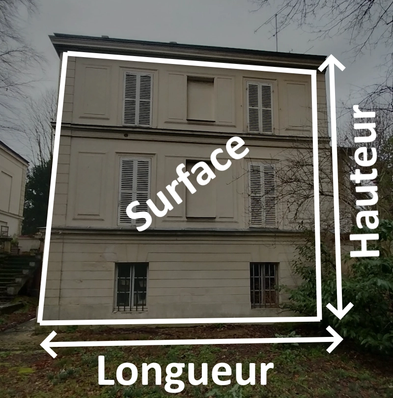 Calcul de la surface d'un mur extérieur Calcul de la surface d'une façade