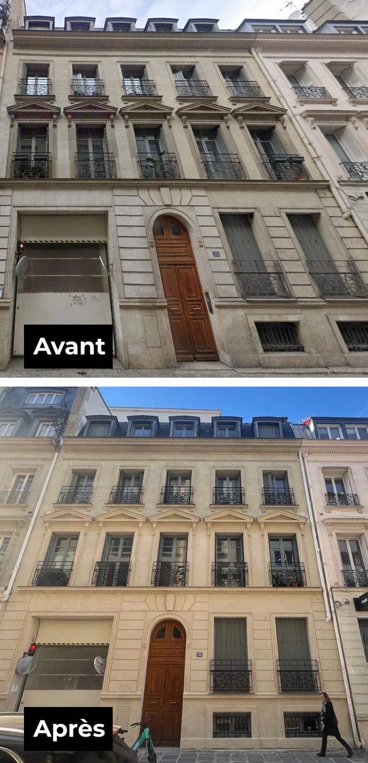Ravalement d'une façade en pierre à Paris (75008) Ravalement de façade 8e arrondissement