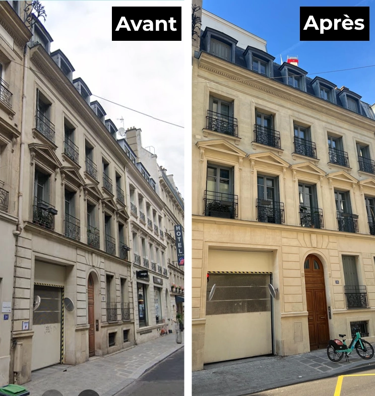 Ravalement d'une façade en pierre à Paris (75008) Entreprise de ravalement de façade à Paris 8eme