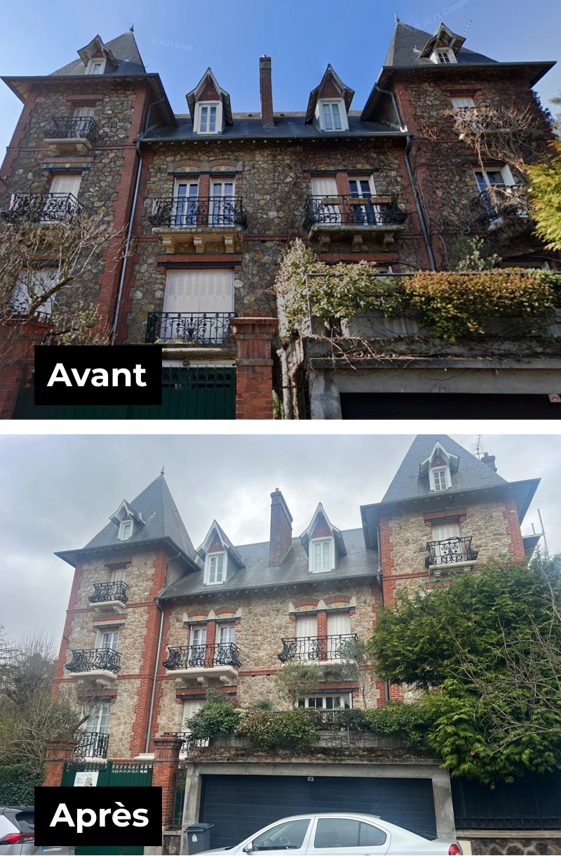 Ravalement de façade Saint Cloud avant après