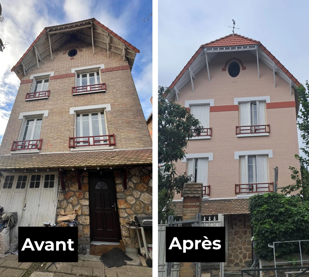 Ravalement facade brique avant apres
