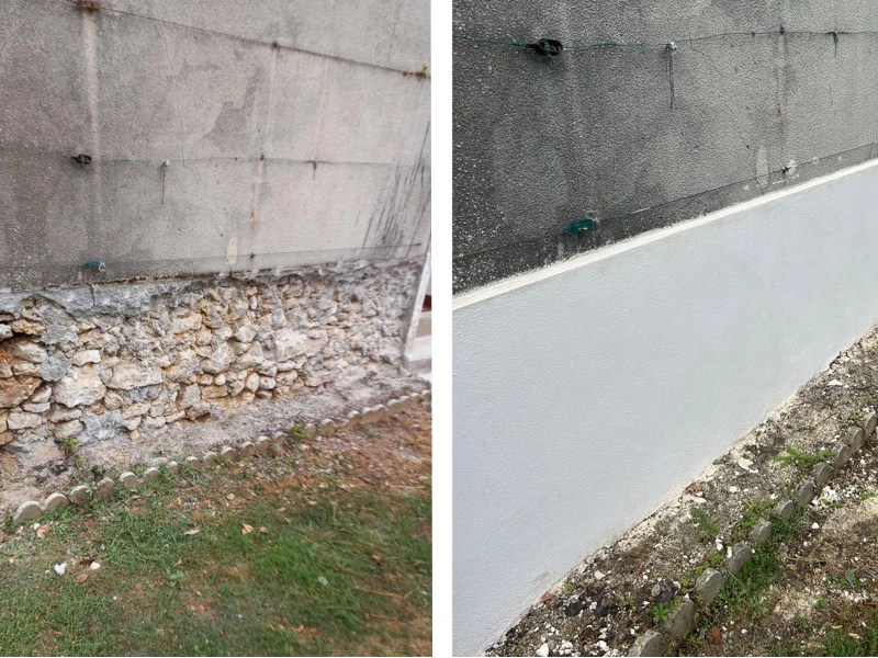 Enduit d'assainissement : intérêt et usages Enduit assainissement soubassement facade