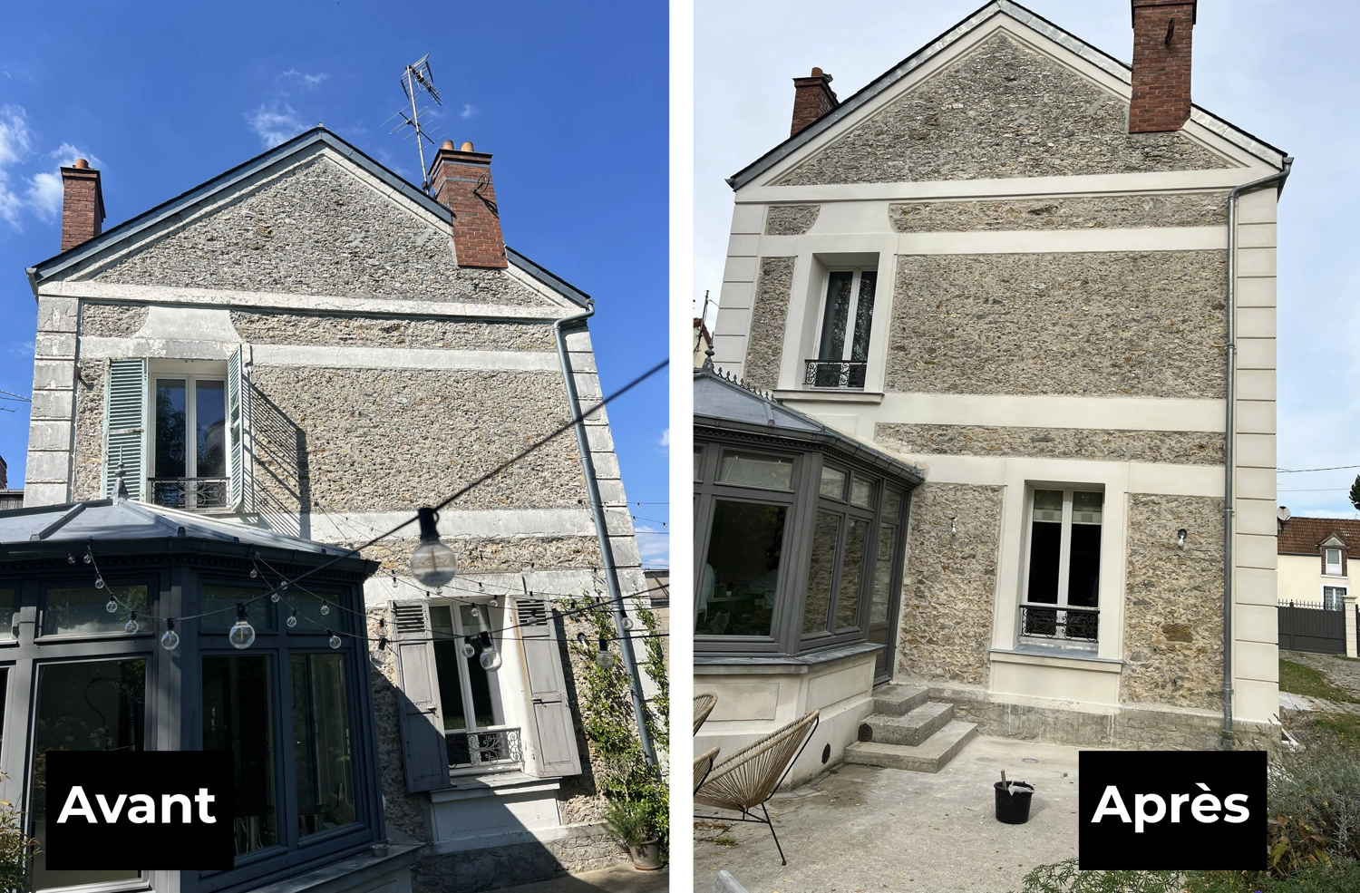 Ravalement extérieur Rambouillet avant après