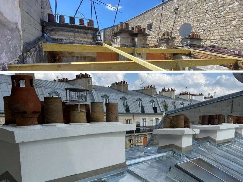 Réparation de souche de cheminée Rénovation de souche de cheminée